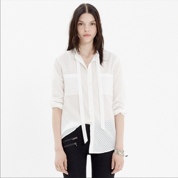 Madewell Tie-neck Sheerdrop Blouse - Picture 1 of 6
